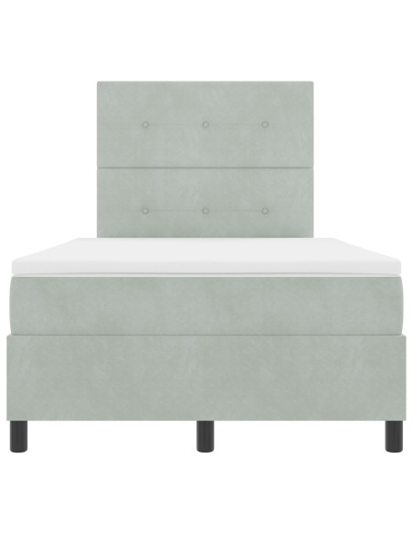 Letto con Box Spring e Materasso Grigio Chiaro 120x200 cm Velluto