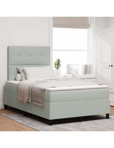 Letto con Box Spring e Materasso Grigio Chiaro 120x200 cm Velluto