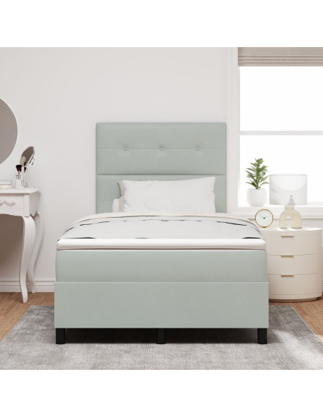 Letto con Box Spring e Materasso Grigio Chiaro 120x200 cm Velluto
