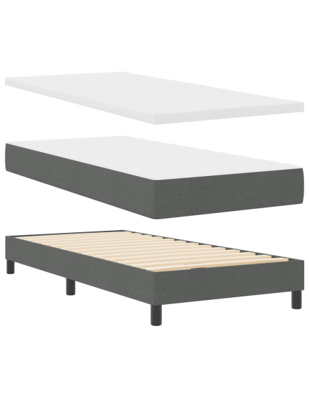 Letto a molle con materasso Grigio scuro 100 x 200 cm Tessuto