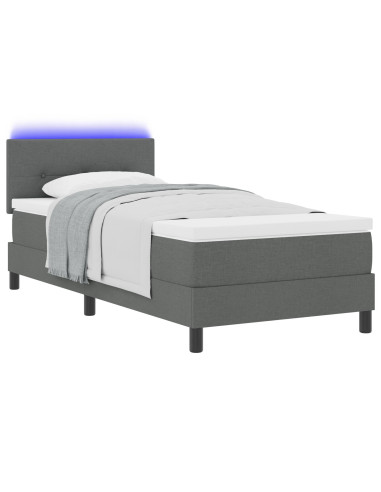 Letto a molle con materasso Grigio scuro 100 x 200 cm Tessuto