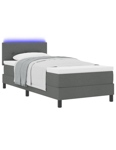 Letto a molle con materasso Grigio scuro 100 x 200 cm Tessuto