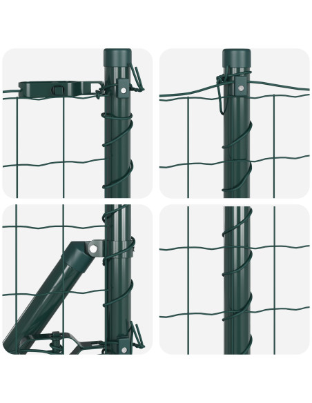 Recinzione Euro  con 7 Post 0.6x10 m Acciaio Zincato Verde