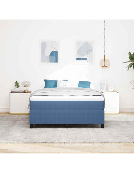 Letto a Mola Blu 140x200 cm In Tessuto Vellutato