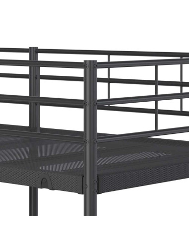 Letto a Castello senza Materasso Nero 90x200 cm in Acciaio