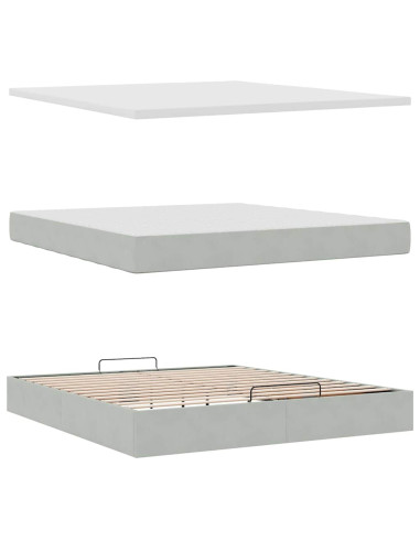 Struttura Letto Pouf con Materassi 160x200 cm in Velluto