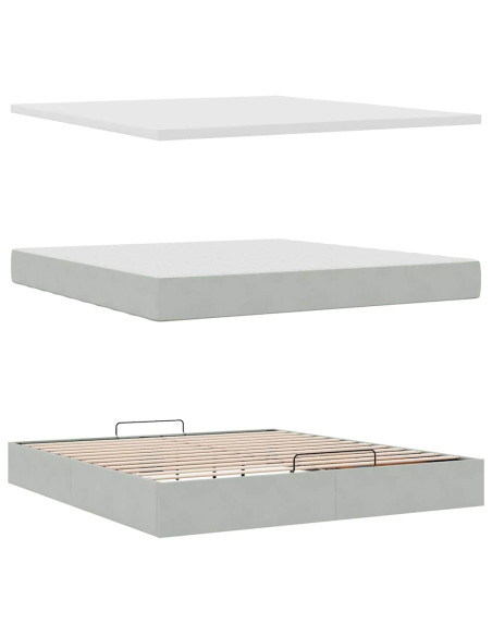 Struttura Letto Pouf con Materassi 160x200 cm in Velluto
