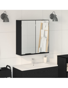 Mobiletto per specchio con porta Rovere Nero 64 x 20 x 67 cm