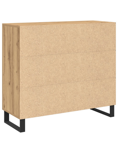 Credenza con 3 Ante Rovere Artigianale 90x34x80 cm Legno Ingegnerizzato