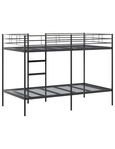 Letto a Castello senza Materasso Nero 100x200 cm in Acciaio