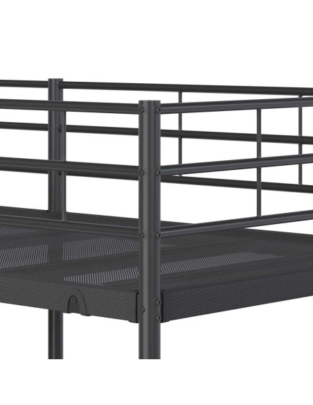 Letto a Castello senza Materasso Nero 100x200 cm in Acciaio
