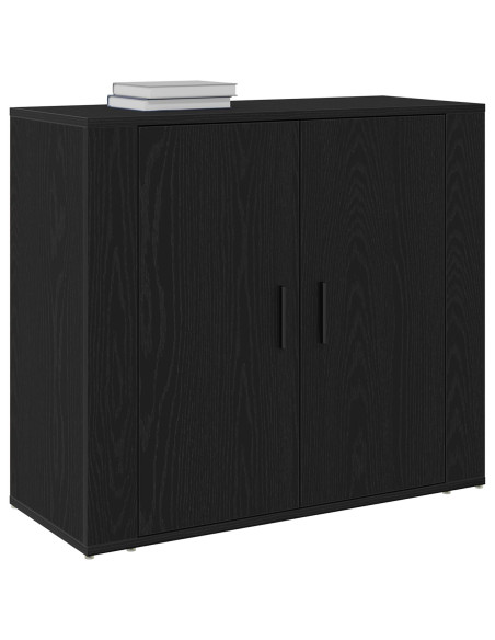 Mobile Vano Scaffale Nero Rovere 80x33x70 cm Legno Ingegnerizzato
