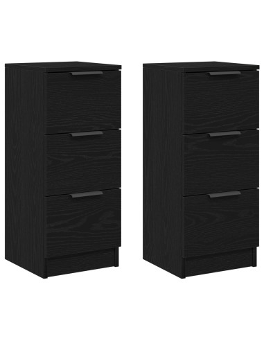 Credenza 2 pcs Rovere Nero 30 x 30 x 70 cm Legno multistrato