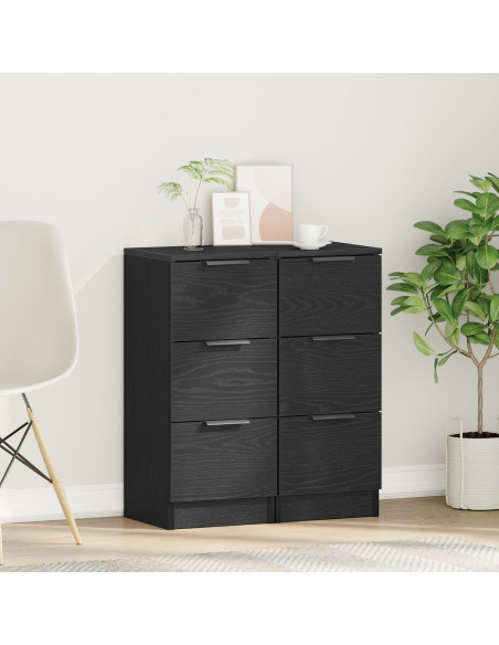 Madie 2 pezzi Nero Rovere 30x30x70 cm Legno ingegnerizzato