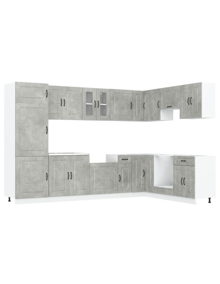 Armadio da cucina  ""Kalmar"" con doppi lavabi Grigio cemento Legno ingegnerizzato