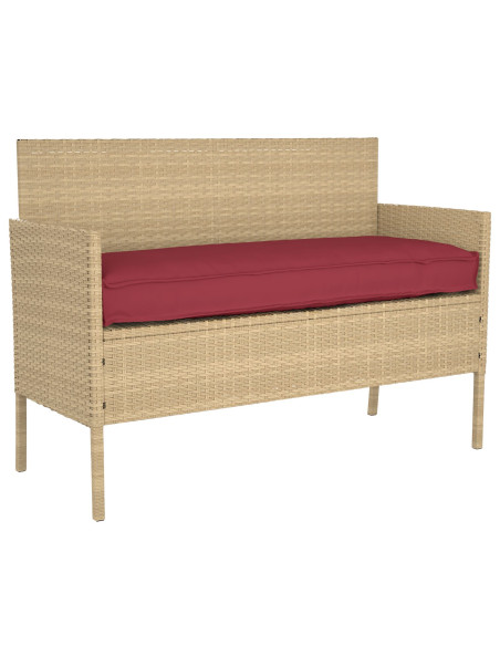 Cuscino da Esterno Rosso Borgogna Poliestere Standard