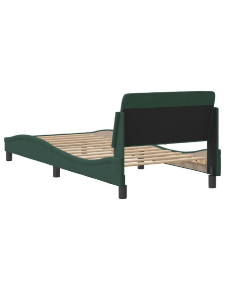 Giroletto con Testiera Verde Scuro 80x200 cm in Velluto