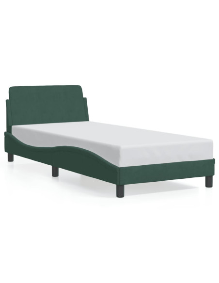 Giroletto con Testiera Verde Scuro 80x200 cm in Velluto