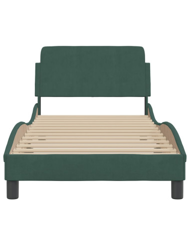 Giroletto con Testiera Verde Scuro 80x200 cm in Velluto