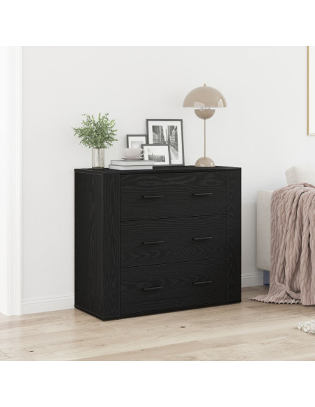 Credenza Rovere Nero 80 x 33 x 70 cm Legno multistrato