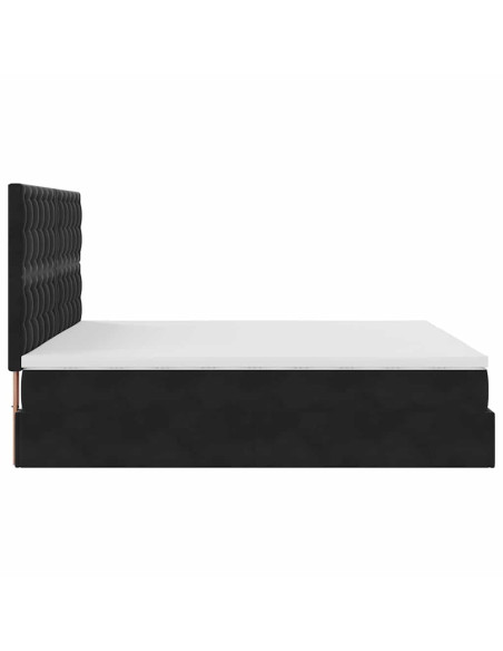 Struttura Letto Pouf con Materassi Nero 160x200 cm in Velluto