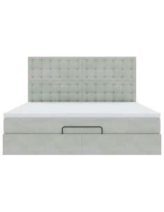 Struttura Letto Pouf con Materassi 160x200 cm in Velluto 2