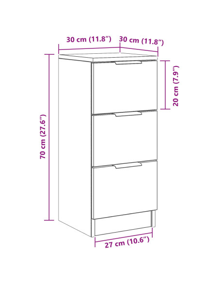 Credenza Rovere Nero 30 x 30 x 70 cm Legno multistrato