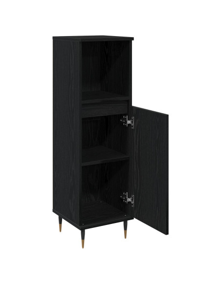 Mobile da bagno  Nero Rovere 30x30x100 cm Legno ingegnerizzato