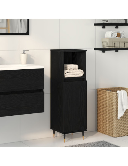 Mobile da bagno  Nero Rovere 30x30x100 cm Legno ingegnerizzato