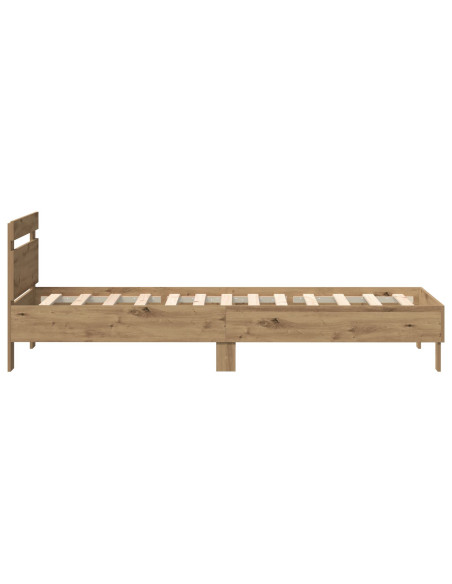 Struttura Letto  con Luci LED Quercia Artigianale 90x190 cm Legno Ingegnerizzato