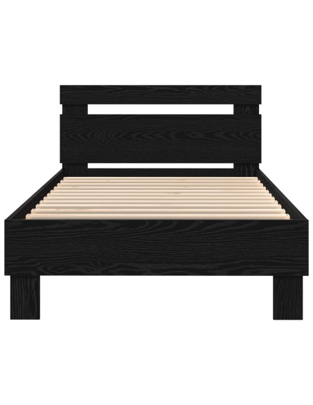 Struttura Letto  con Luci a LED Nero Rovere 90x200 cm Legno Ingegnerizzato