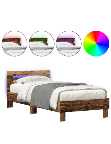 Struttura del letto con led Legno vecchio 100 x 200 cm