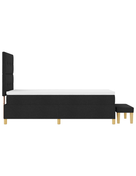 Letto Box Spring con Materasso e Panchina Nero 100x200 cm Tessuto