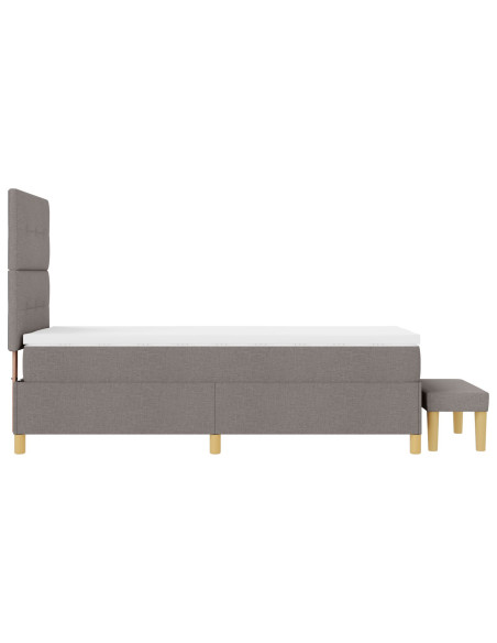 Letto a Molle con Materasso e Panchina Tortora 90x200 cm Tessuto