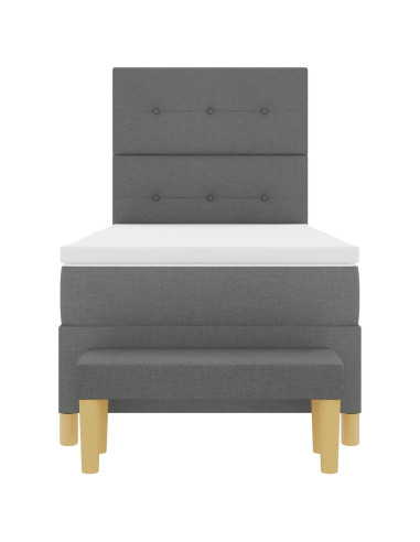 Letto a molle con materasso Grigio scuro 90 x 200 cm Tessuto