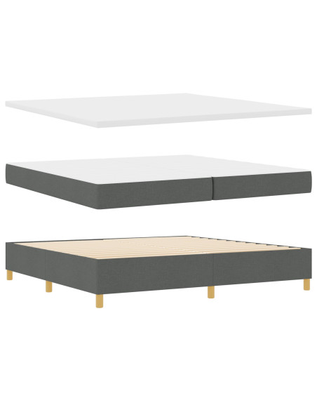 Letto con Reticolo e Materasso & Panca Grigio Scuro 200x200 cm Tessuto