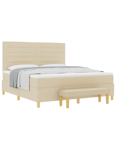Letto a molle con materasso Crema 180 x 200 cm Tessuto