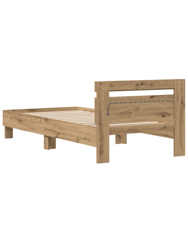 Struttura del letto con led Rovere artigianale 75 x 190 cm