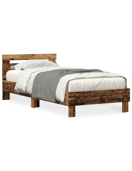 Struttura del letto con luci LED Legno vecchio 75x190 cm Legno ingegnerizzato