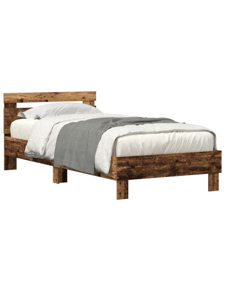 Struttura del letto con luci LED Legno vecchio 75x190 cm Legno ingegnerizzato