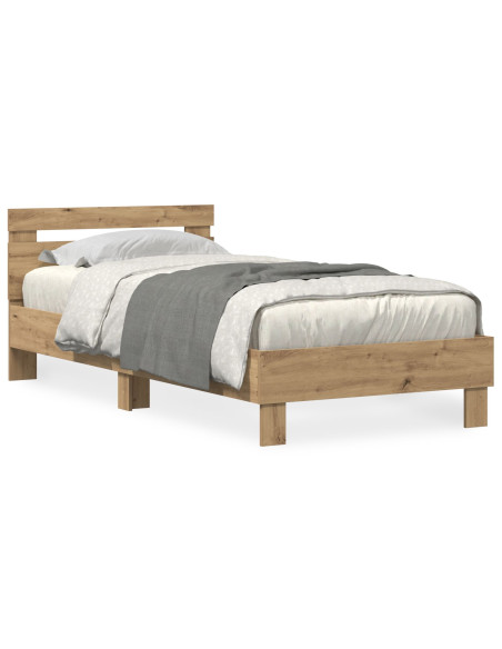 Struttura Letto  con Luci LED Quercia Artigianale 90x190 cm Legno Ingegnerizzato