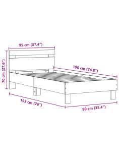 Struttura del letto Legno vecchio 90 x 190 cm Legno multistrato 2