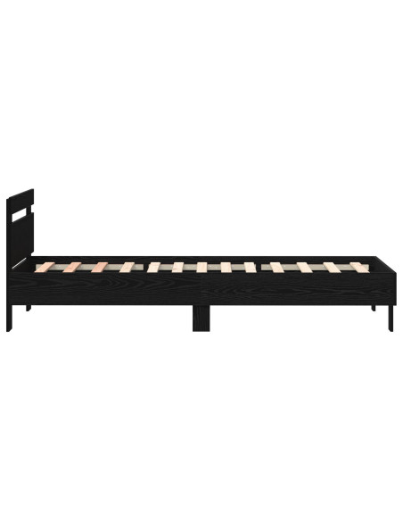 Struttura Letto  con Luci a LED Nero Rovere 90x200 cm Legno Ingegnerizzato