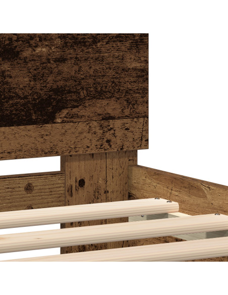 Letto con Luci LED Legno Antico 90x200 cm Legno Composito