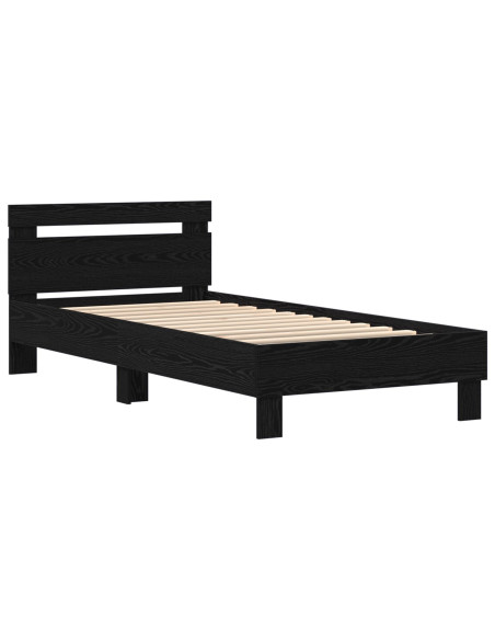 Struttura letto  con luci LED Rovere Nera 100x200 cm Legno ingegnerizzato