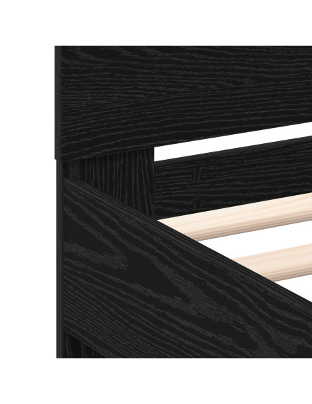 Struttura letto  con luci LED Rovere Nera 100x200 cm Legno ingegnerizzato
