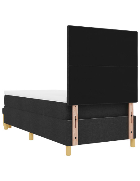 Letto Box Spring con Materasso e Panchina Nero 100x200 cm Tessuto
