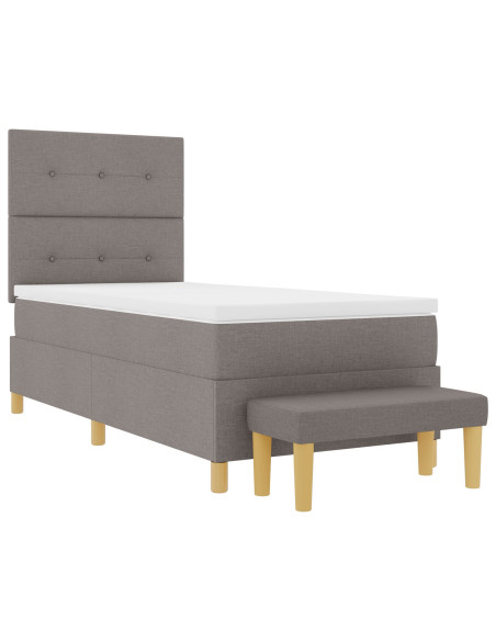 Letto a Molle con Materasso e Panchina Tortora 90x200 cm Tessuto
