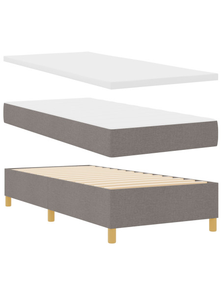 Letto a Molle con Materasso e Panchina Tortora 90x200 cm Tessuto