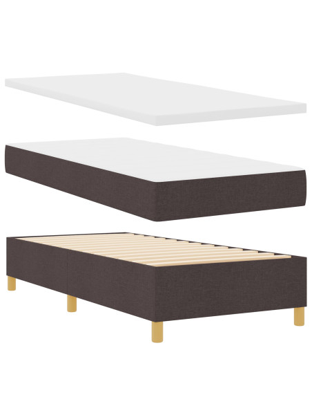 Letto a piattaforma con materasso e panca Marrone scuro 90x200 cm Tessuto